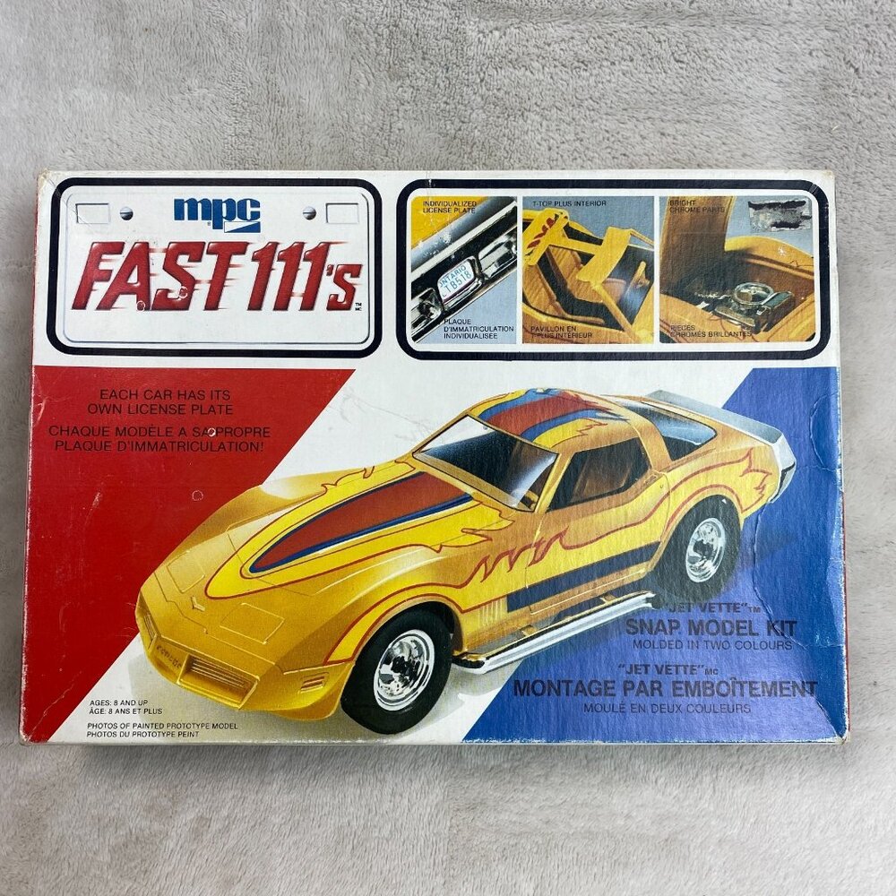 Vintage MPC Fast 111's Jet Vette Corvette 1/20 Scale Model Kit